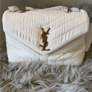 Yves Saint Laurent Cream Quilted Shoulder Bag